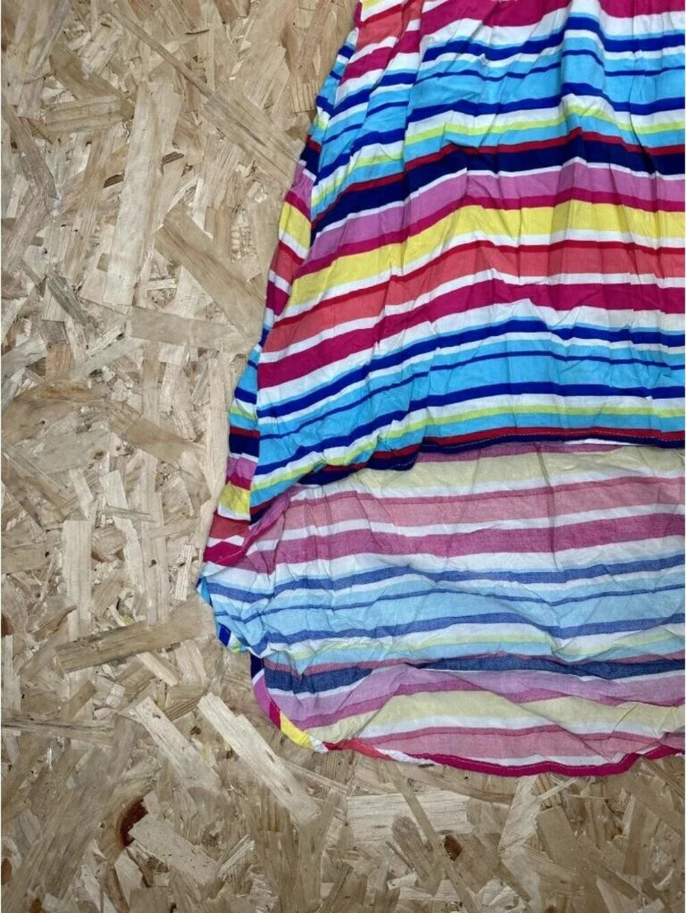 The Childrens Place Girls Dress Size 14 Multicolor Striped High Low Lace Accent